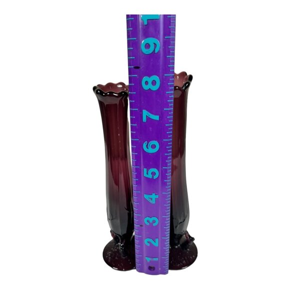 Two‎ Dugan Amethyst Twig Vines Pedestal Vases - Picture 6 of 7